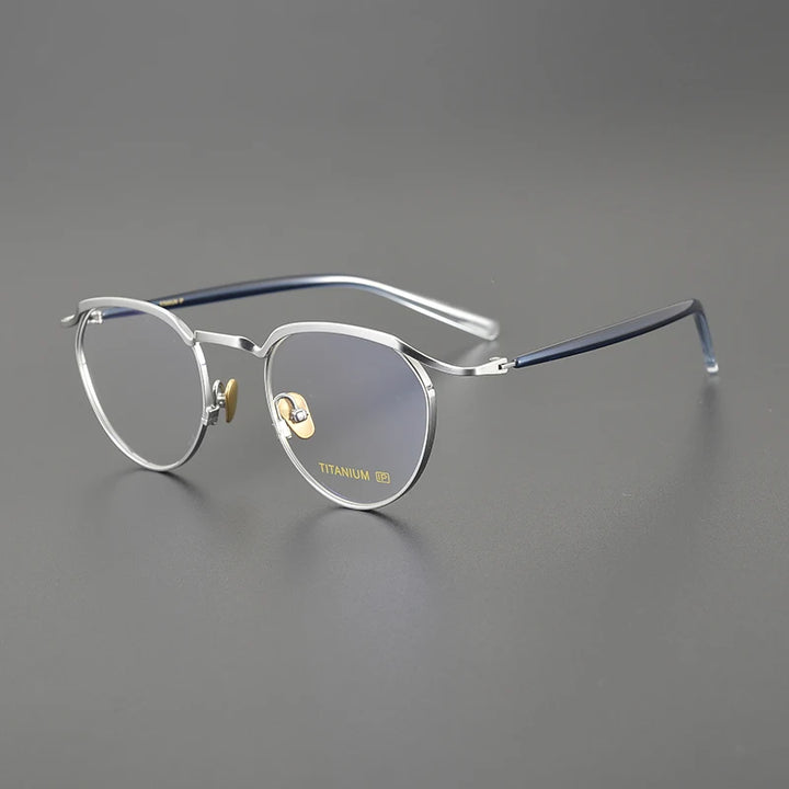 Black Mask Unisex Full Rim Round Titanium Eyeglasses Kv127 Full Rim Black Mask Silver