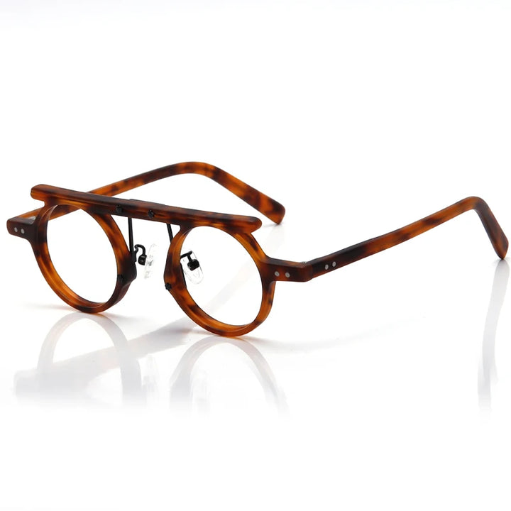 Muzz Unisex Full Rim Round Double Bridge Acetate Eyeglasses P596 Full Rim Muzz C