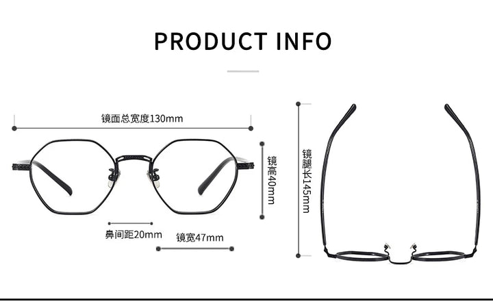 Black Mask Women's Full Rim Polygon Oval Titanium Eyeglasses 63040