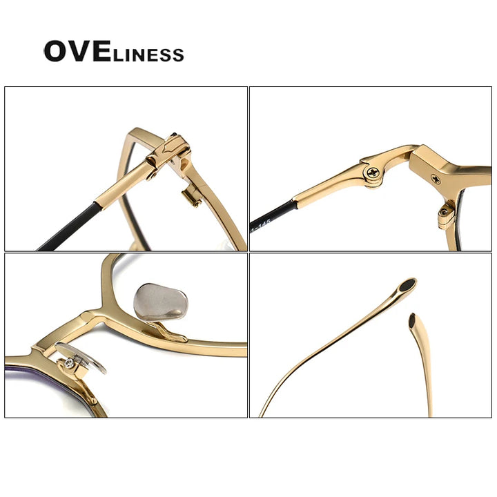 Oveliness Unisex Full Rim Polygon Titanium Eyeglasses Om3133 Full Rim Oveliness