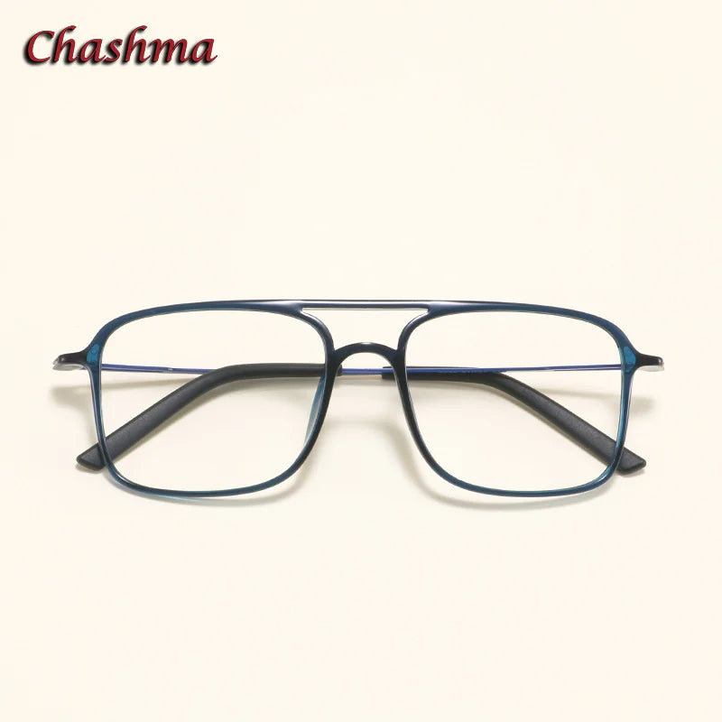 Chashma Ochki Women's Full Rim Square Double Bridge Ultem Titanium Eyeglasses 3121