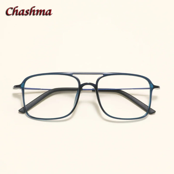 Chashma Ochki Women's Full Rim Square Double Bridge Ultem Titanium Eyeglasses 3121