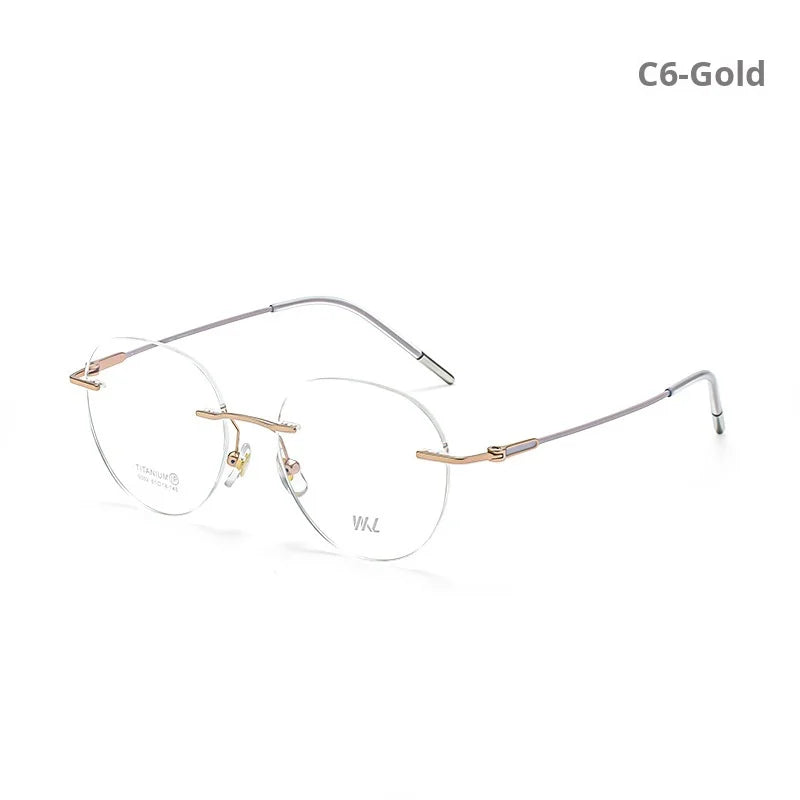 Momoja Women's Rimless Flat Top Round Titanium Eyeglasses 729302