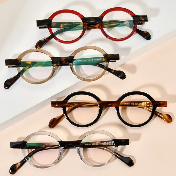Black Mask Unisex Full Rim Small Round Acetate Eyeglasses 19231 Full Rim Black Mask