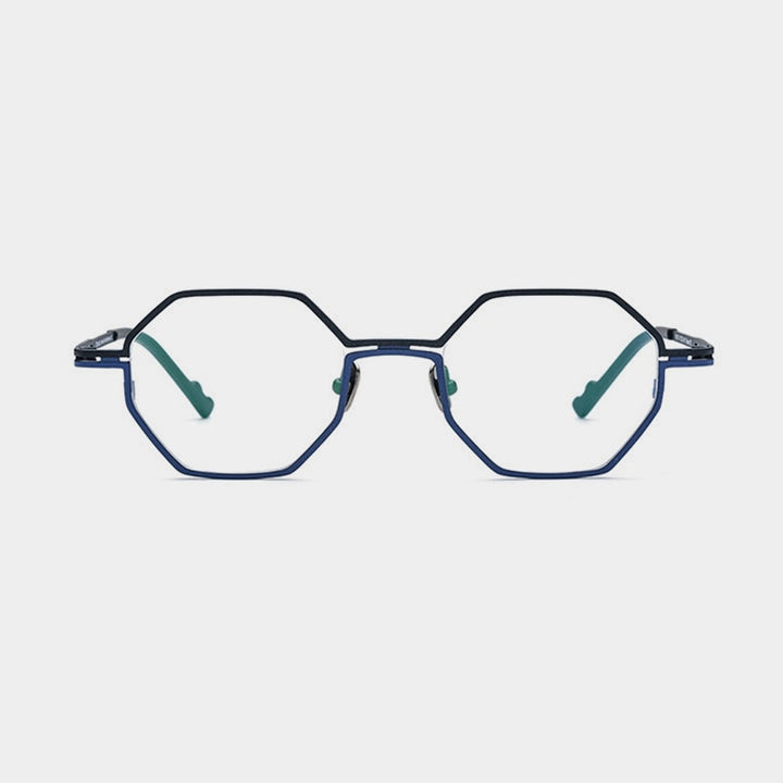 Gatenac Unisex Full Rim Polygon Square Titanium Eyeglasses Gxyj1034 Full Rim Gatenac