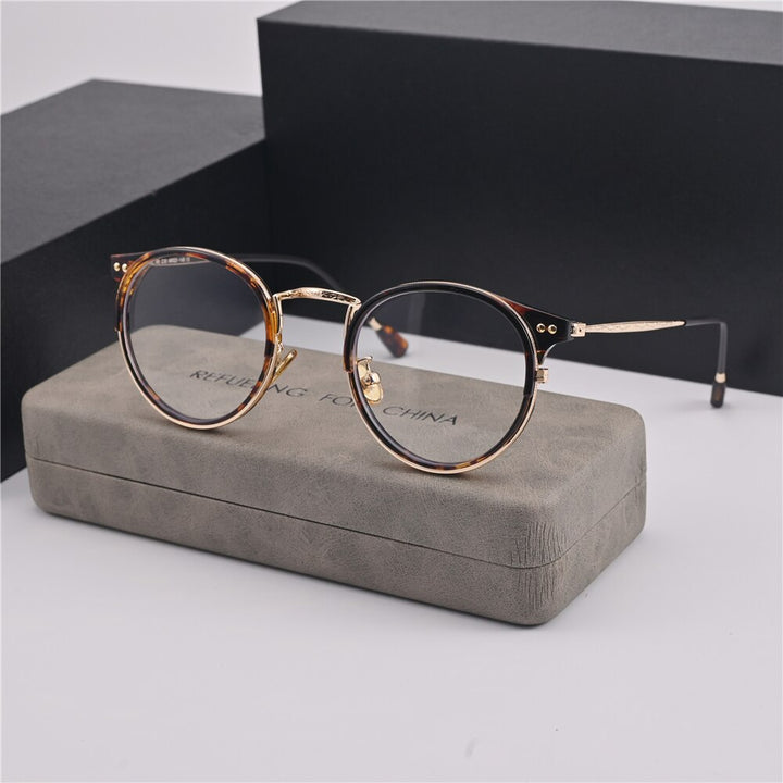 Cubojue Unisex Full Rim Small Round Acetate Alloy Presbyopic Reading Glasses 6809p Reading Glasses Cubojue