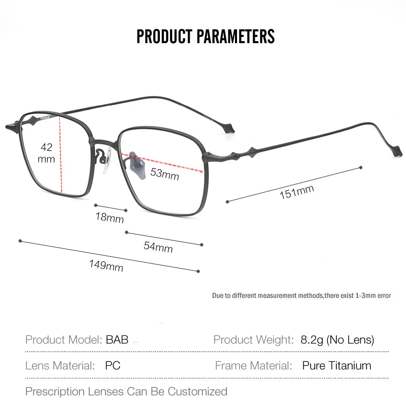 Muzz Unisex Full Rim Square Ip Plated Titanium Eyeglasses Bab82 Full Rim Muzz