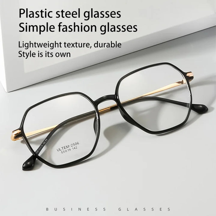 Vicky Women's Full Rim Flat Top Polygon Ultem Steel Reading Glasses 4250 Reading Glasses Vicky