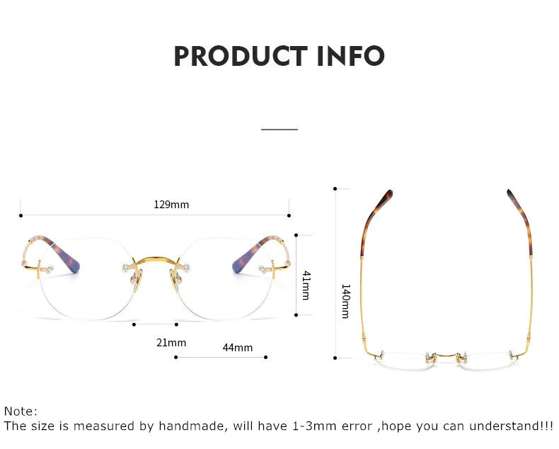 Aimee Women's Rimless Flat Top Polygon Titanium Eyeglasses 19008