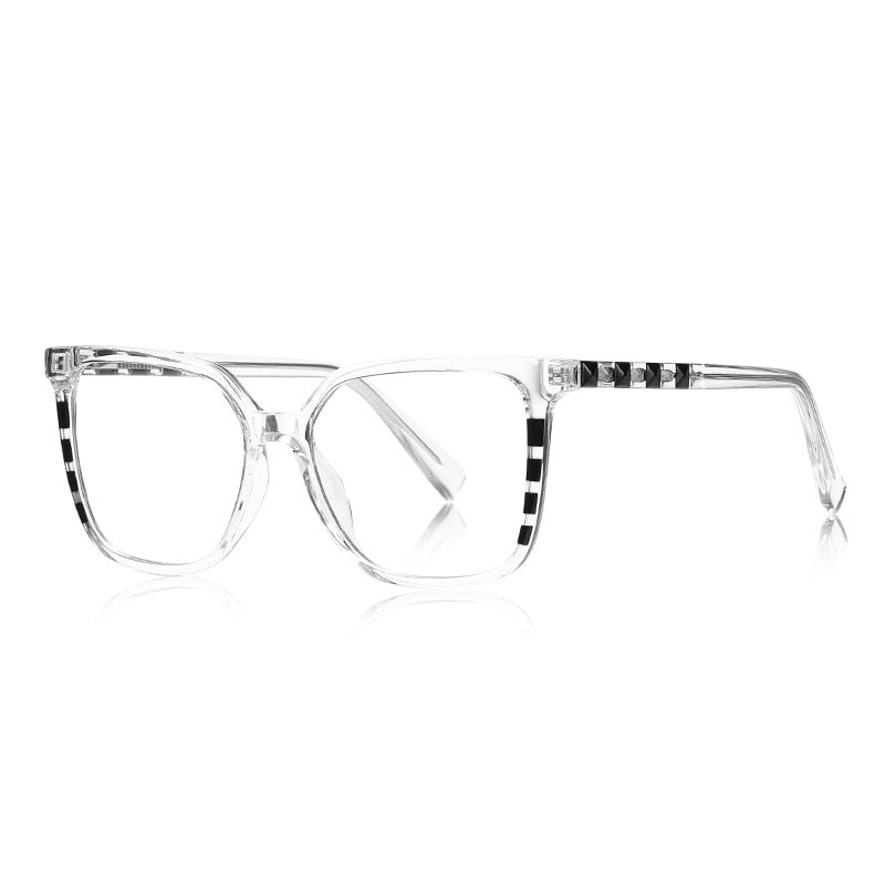 CCspace Unisex Full Rim Square Cat Eye Tr 90 Titanium Eyeglasses 56801 Full Rim CCspace C2Clear