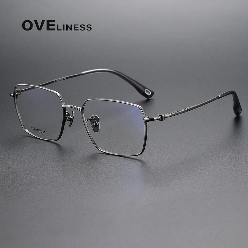 Oveliness Men's Full Rim Square Titanium Eyeglasses 80908 Full Rim Oveliness gun  