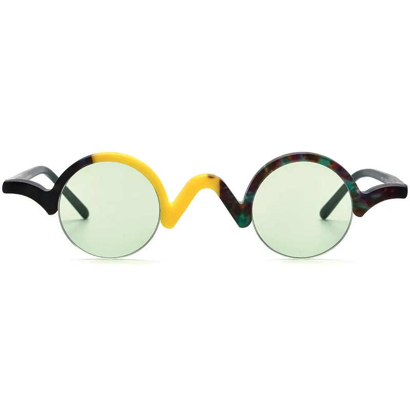 Nobler Women's Semi Rim Round Frosted Acetate Polarized Sunglasses 1928 Sunglasses Nobler