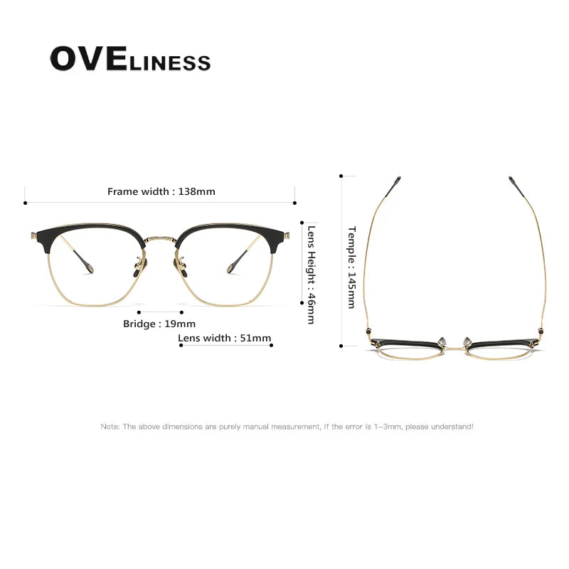 Oveliness Unisex Full Rim Square Acetate Titanium Eyeglasses 80898 Full Rim Oveliness   