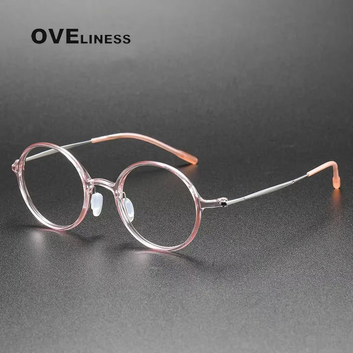 Oveliness Women's Full Rim Round Acetate Titanium Eyeglasses 88635 Full Rim Oveliness pink