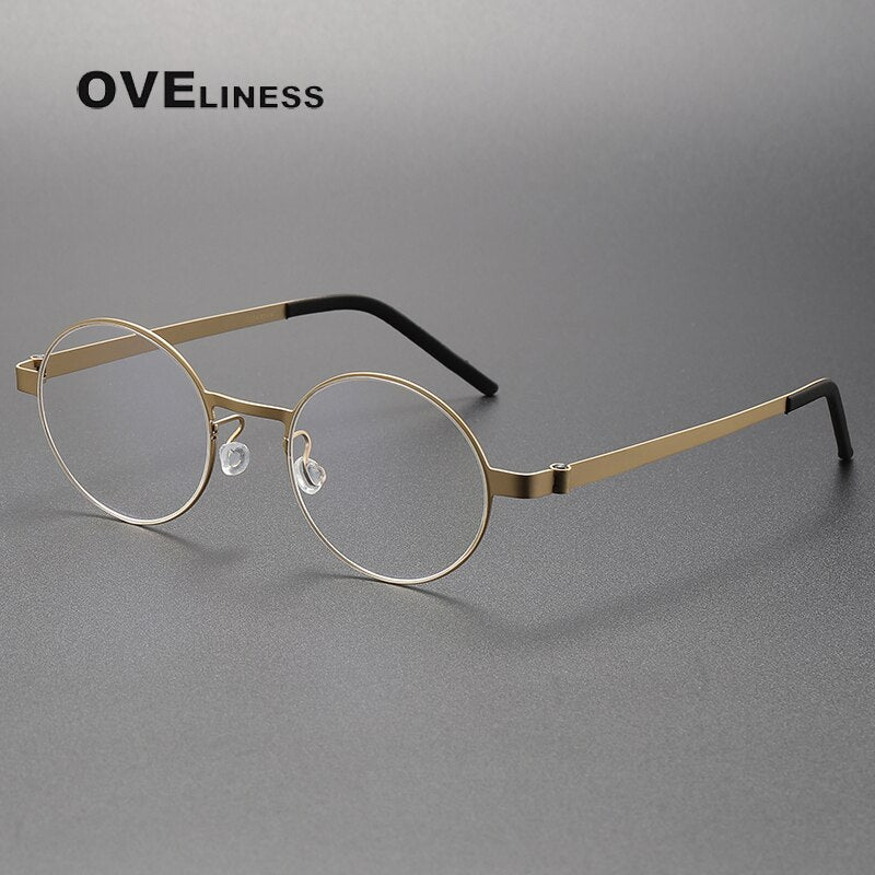 Oveliness Unisex Full Rim Round Titanium Eyeglasses 9610 Full Rim Oveliness gold  