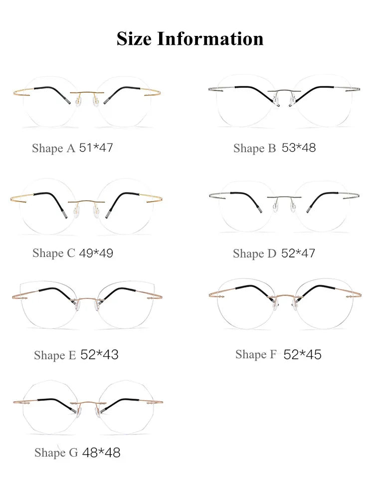 Chashma Ochki Unisex Rimless Cat Eye 2g Titanium Eyeglasses 003 Rimless Chashma Ochki