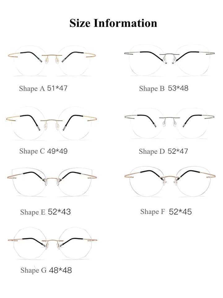 Chashma Ochki Unisex Rimless Cat Eye 2g Titanium Eyeglasses 003 Rimless Chashma Ochki