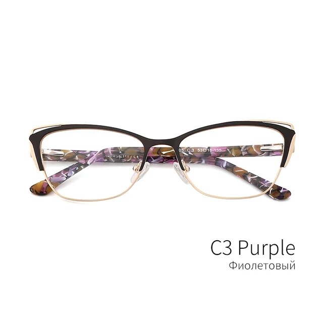 Kansept Women's Full Rim Cat Eye Stainless Steel Acetate Reading Glasses 8805 Reading Glasses Kansept C3