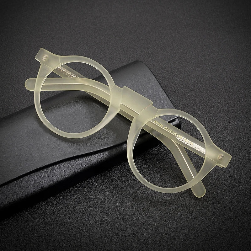 Black Mask Unisex Full Rim Acetate Round Eyeglasses 1465 Full Rim Black Mask
