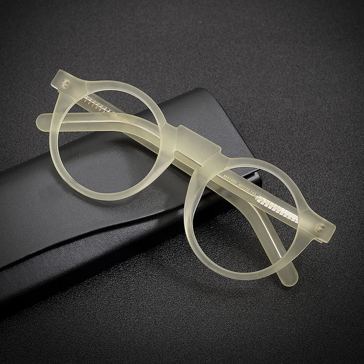 Black Mask Unisex Full Rim Acetate Round Eyeglasses 1465 Full Rim Black Mask