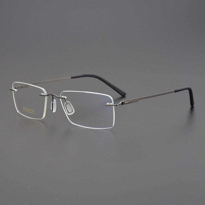 Bclear Unisex Rimless Square Titanium Eyeglasses My9911 Rimless Bclear Gray