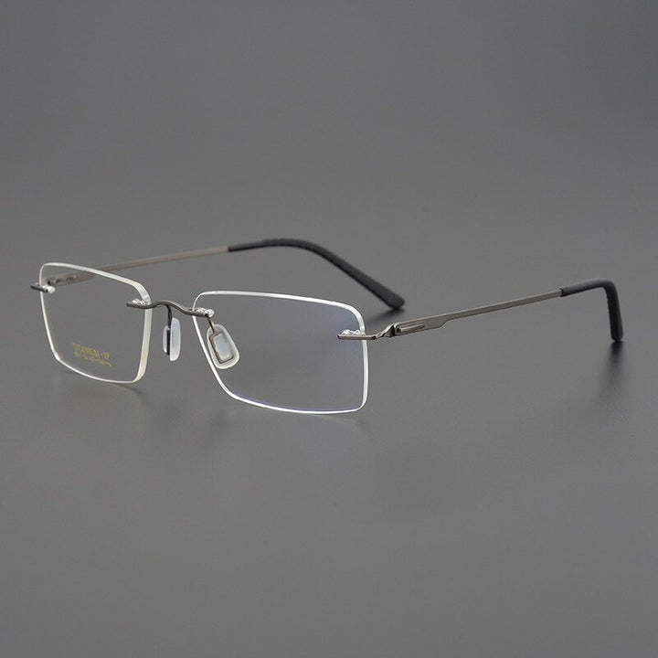 Bclear Unisex Rimless Square Titanium Eyeglasses My9911 Rimless Bclear Gray  