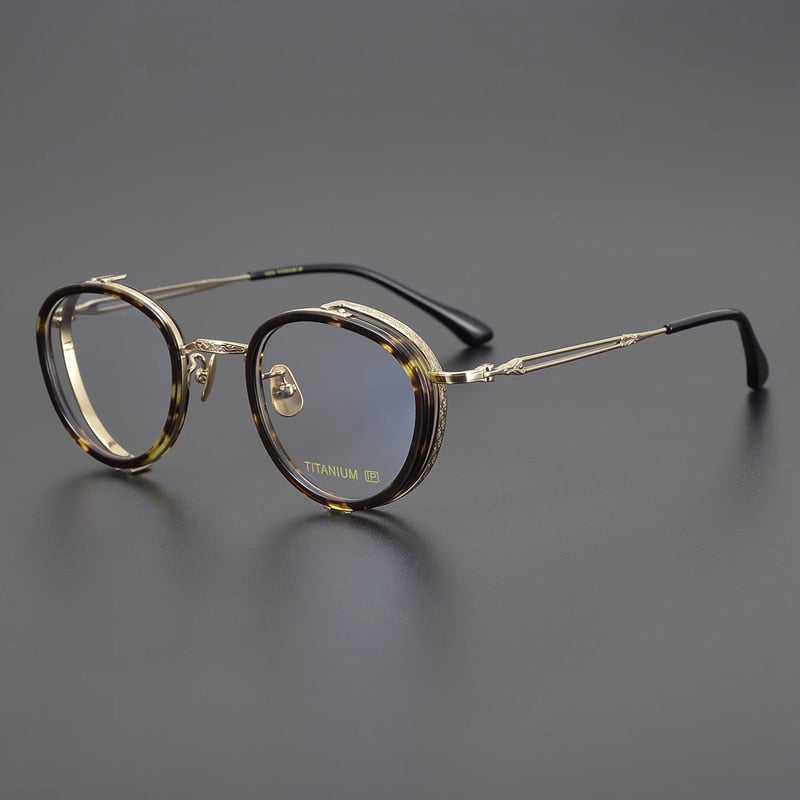 Gatenac Unisex Full Rim Round Square Acetate Titanium Eyeglasses Gxyj1050 Full Rim Gatenac