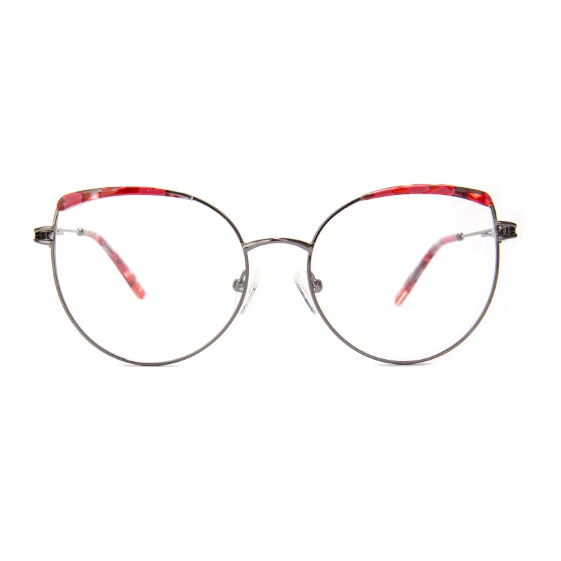 Vicky Women's Full Rim Round Cat Eye Stainless Steel Acetate Reading Glasses 7352 Reading Glasses Vicky