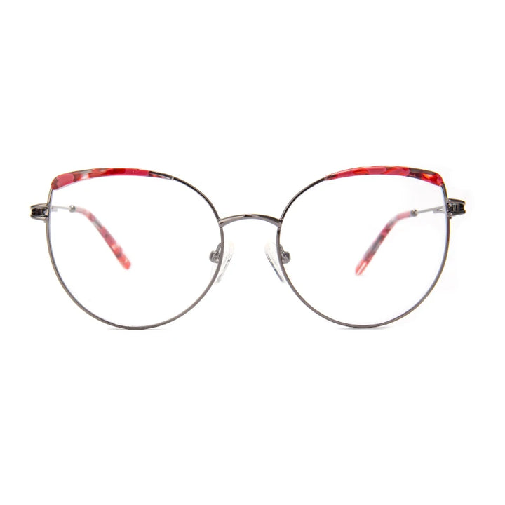 Vicky Women's Full Rim Round Cat Eye Stainless Steel Acetate Reading Glasses 7352 Reading Glasses Vicky