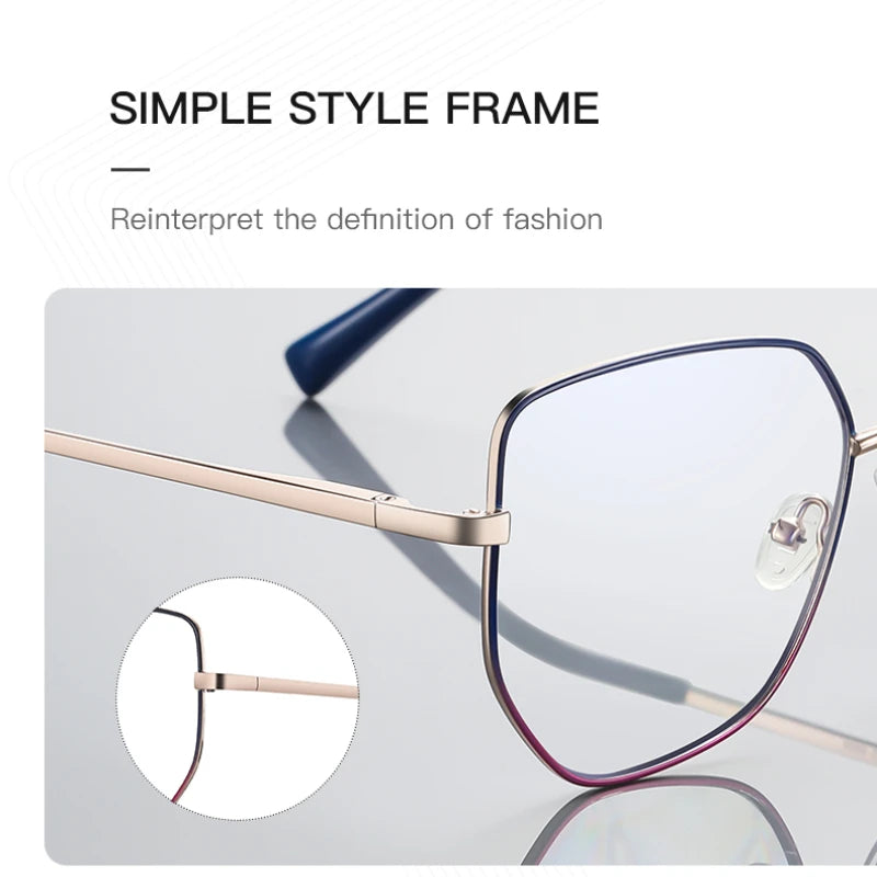 Vicky Women's Full Rim Polygon Square Stainless Steel Reading Glasses 3093 Reading Glasses Vicky