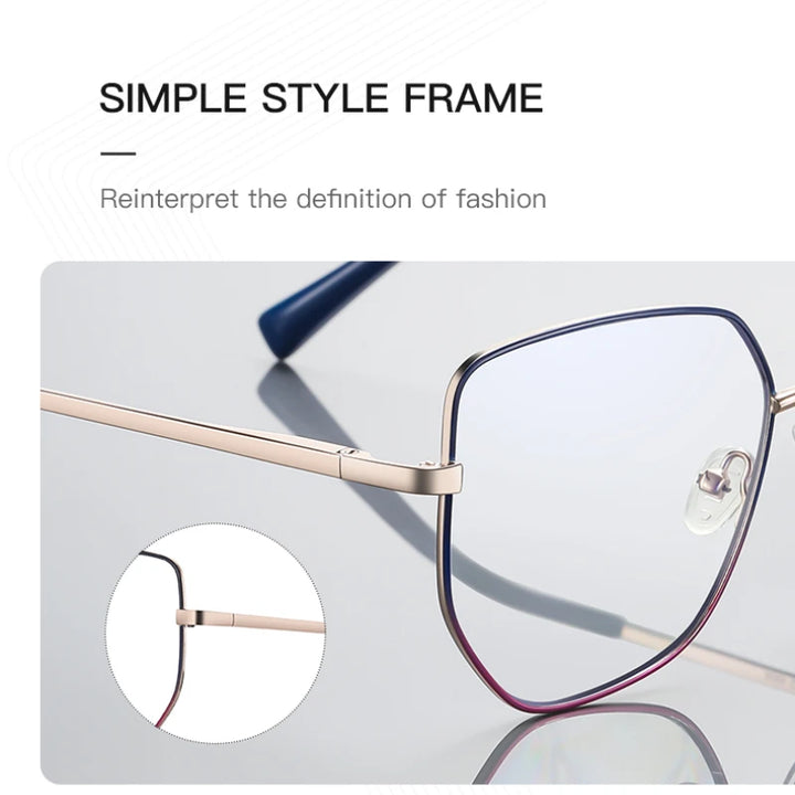 Vicky Women's Full Rim Polygon Square Stainless Steel Reading Glasses 3093 Reading Glasses Vicky