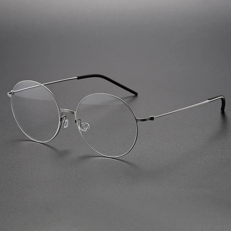 Black Mask Unisex Full Rim Round Screwless Titanium Eyeglasses 5516 Full Rim Black Mask Silver