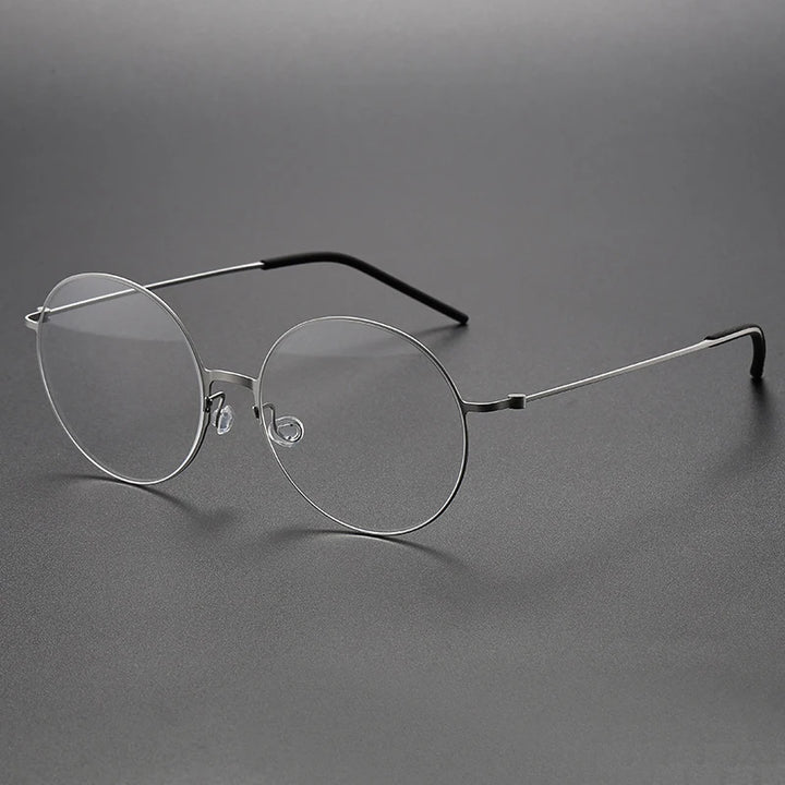 Black Mask Unisex Full Rim Round Screwless Titanium Eyeglasses 5516 Full Rim Black Mask Silver