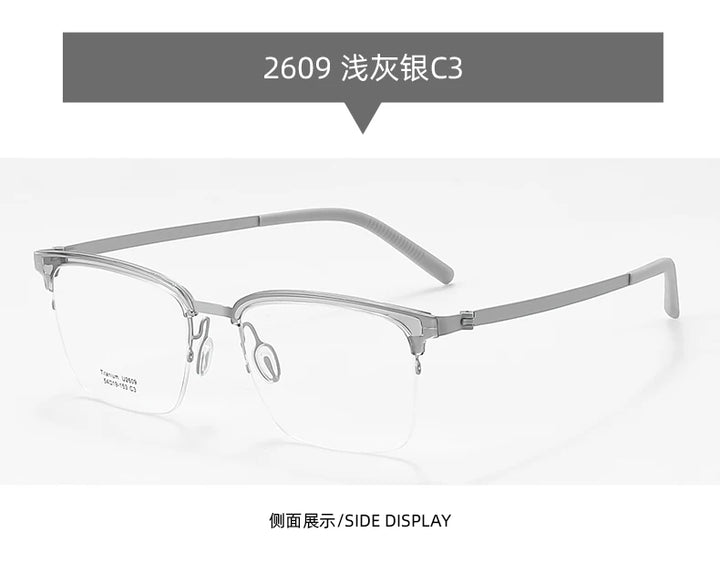Reven Jate Unisex Semi Rim Square Titanium Eyeglasses 2609 Semi Rim Reven Jate