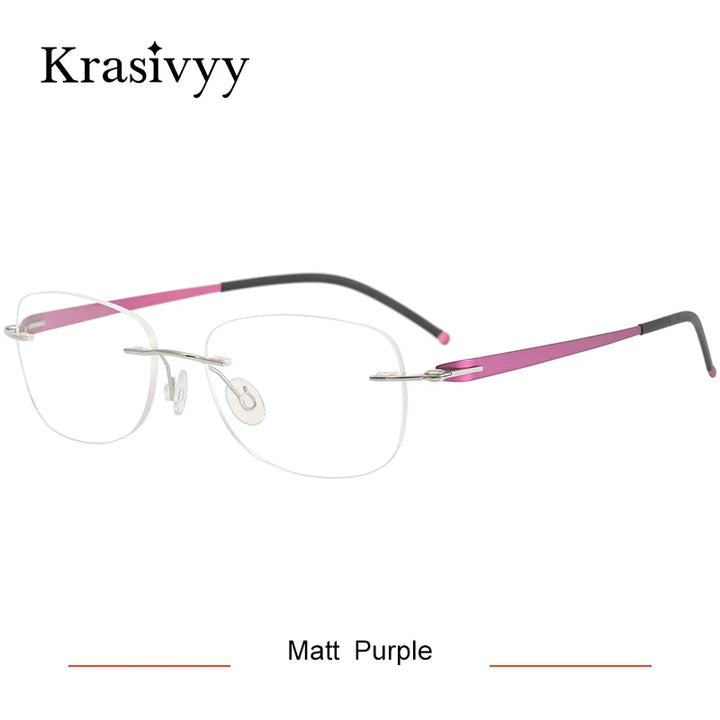 Krasivyy Women's Rimless Flat Top Oval Titanium Eyeglasses 35004