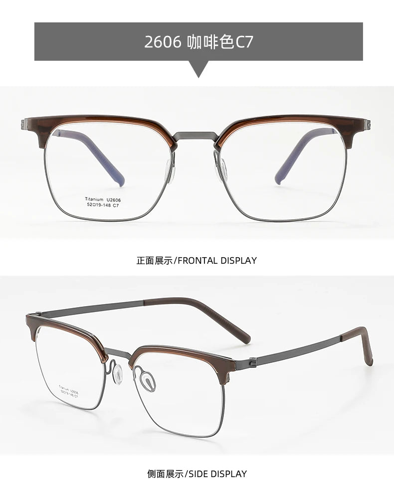 Reven Jate Unisex Full Rim Browline Square Titanium Eyeglasses 2606 Full Rim Reven Jate