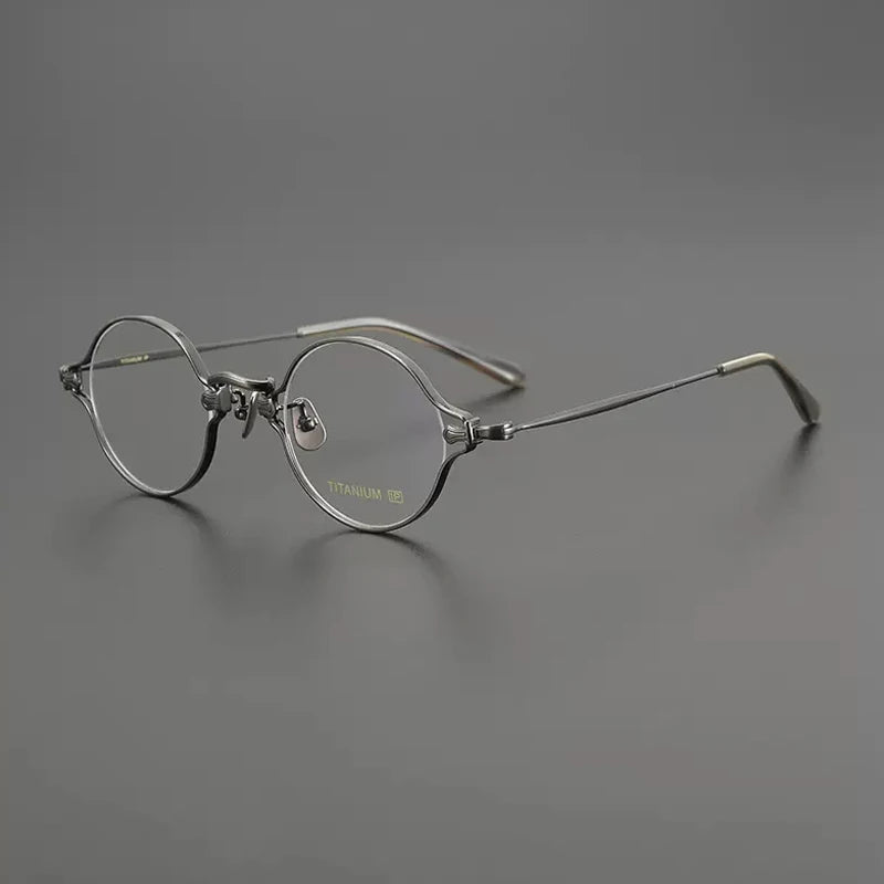 Gatenac Unisex Full Rim Round Titanium Eyeglasses Gxyj1198 Full Rim Gatenac Gun