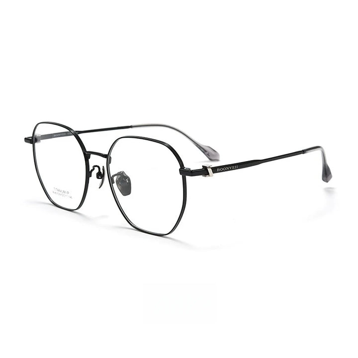 Yimaruili Unisex Full Rim Polygon Titanium Alloy Eyeglasses Y61039 Full Rim Yimaruili Eyeglasses Black