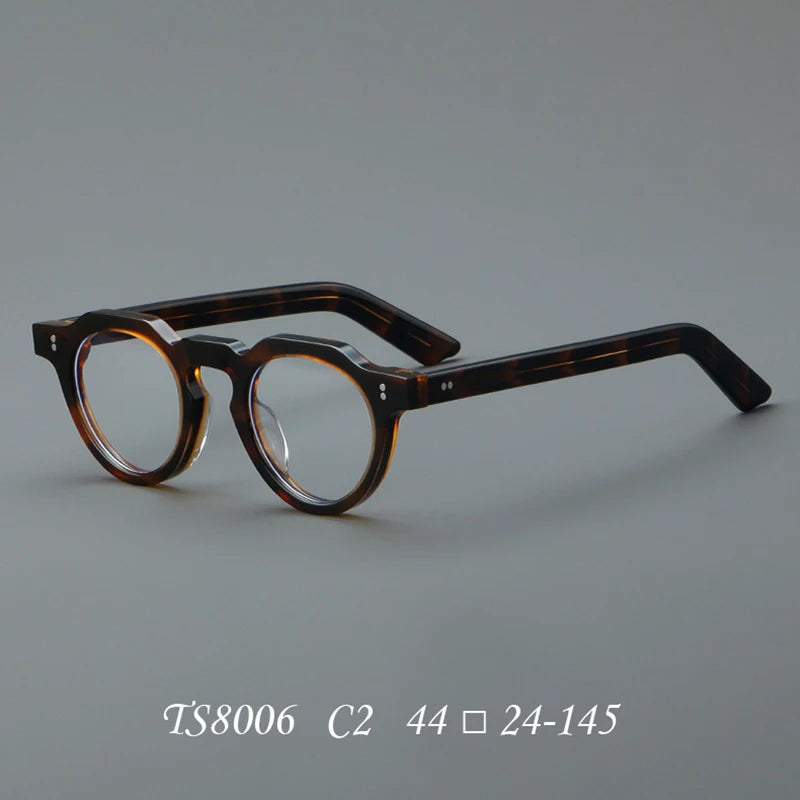 Nobler Unisex Full Rim Flat Top Round Thick Acetate Eyeglasses 8006 Full Rim Nobler C2