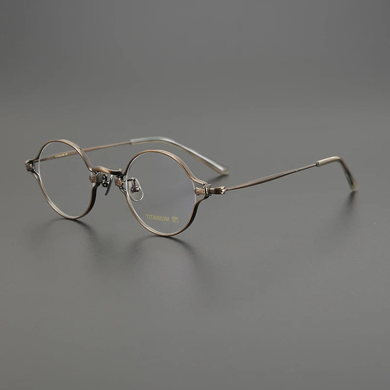 Gatenac Unisex Full Rim Round Titanium Eyeglasses Gxyj1198 Full Rim Gatenac Bronze