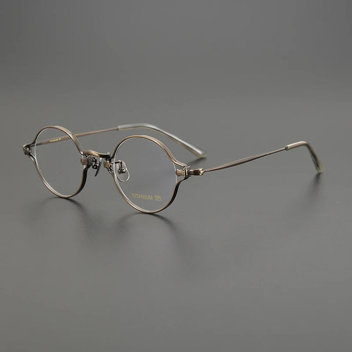 Gatenac Unisex Full Rim Round Titanium Eyeglasses Gxyj1198 Full Rim Gatenac Bronze