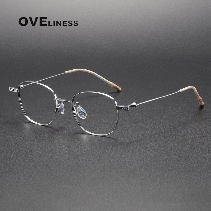 Oveliness Unisex Full Rim Square Titanium Eyeglasses 8202303 Full Rim Oveliness silver  