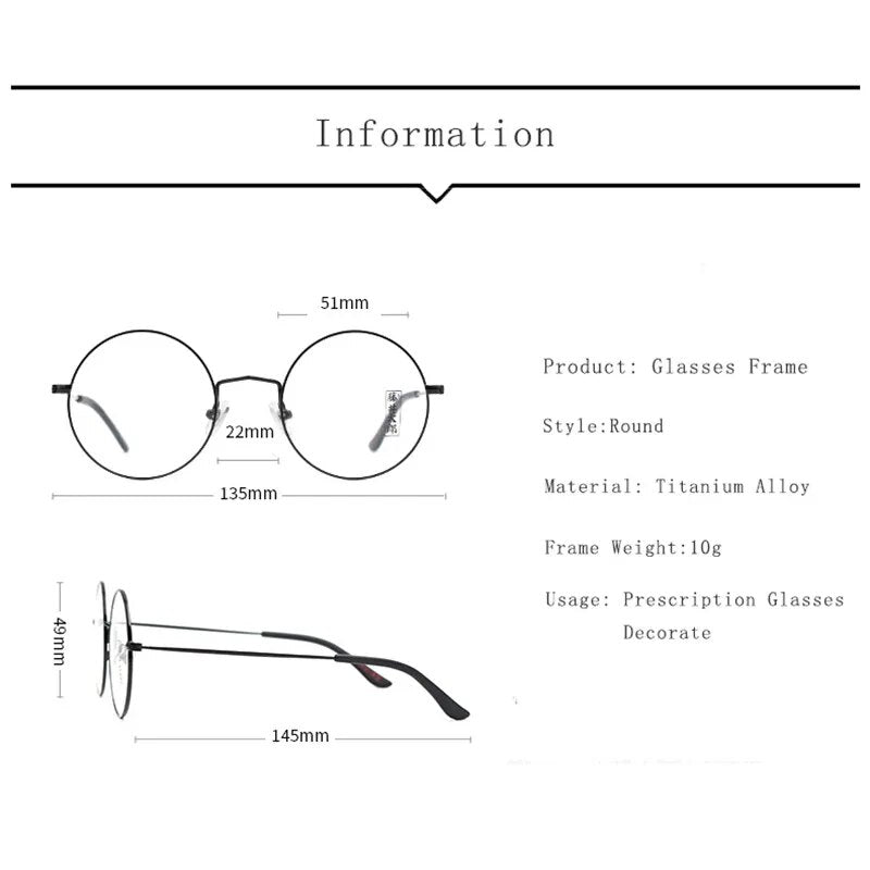 Hdcrafter Unisex Full Rim Round Titanium Eyeglasses 2282 Full Rim Hdcrafter Eyeglasses