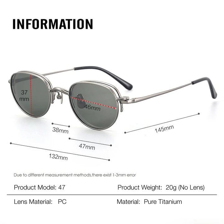 Muzz Women's Semi Rim Oval Titanium Eyeglasses Clip On Sunglasses 4447 With Clip Ons Muzz