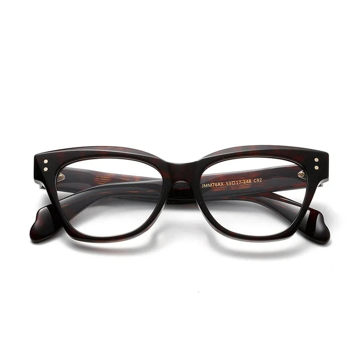 Muzz Women's Full Rim Square Cat Eye Acetate Eyeglasses 84276 Full Rim Muzz transparent Brown