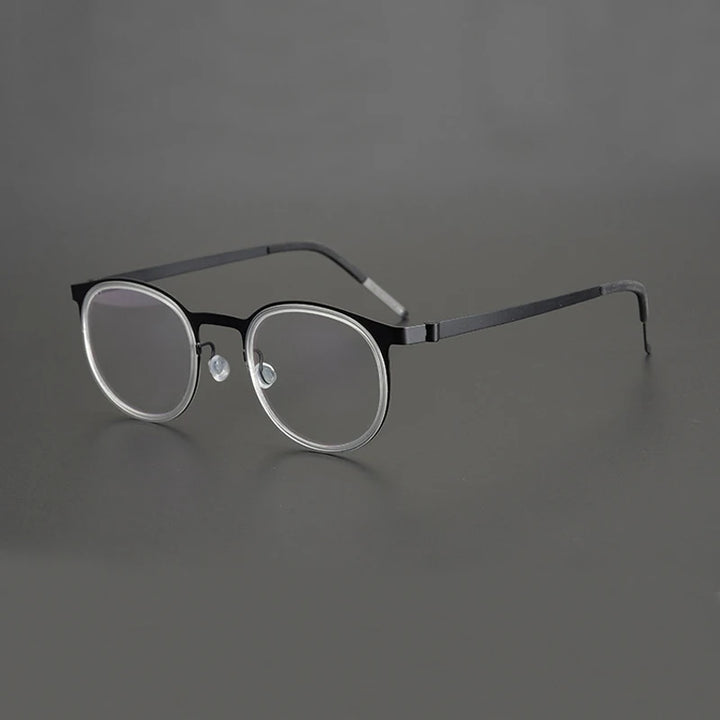 Black Mask Women's Full Rim Round Acetate Titanium Eyeglasses 199704