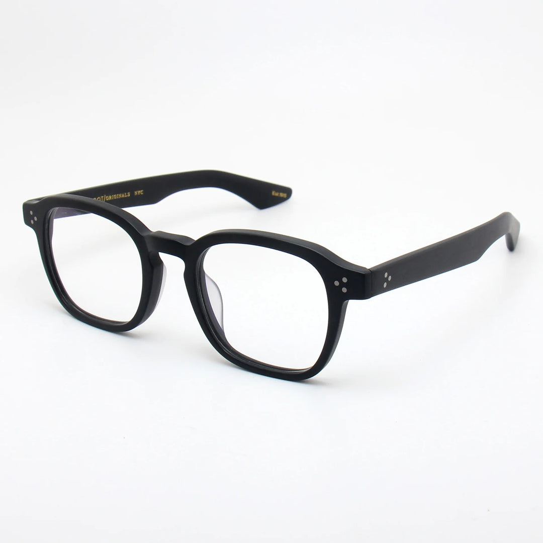 Black Mask Unisex Full Rim Square Thick Acetate Temple Eyeglasses 91147