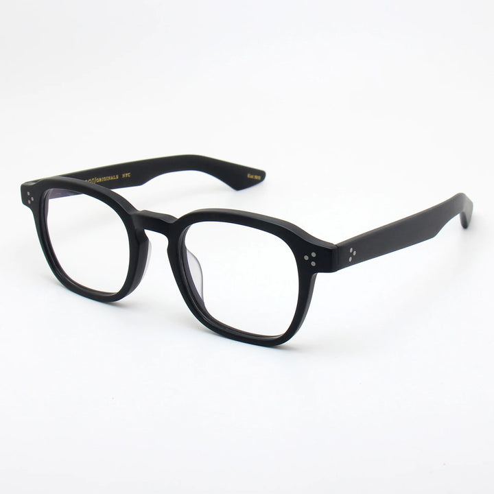 Black Mask Unisex Full Rim Square Thick Acetate Temple Eyeglasses 91147