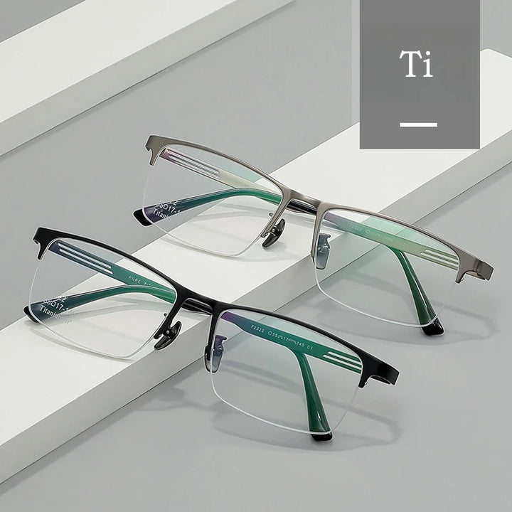 Yimaruili Men's Semi Rim Square Titanium Eyeglasses Y2322 Semi Rim Yimaruili Eyeglasses
