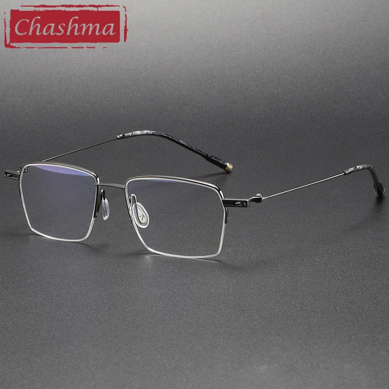 Chashma Ottica Women's Semi Rim Square Titanium Eyeglasses 22311 Semi Rim Chashma Ottica Gray